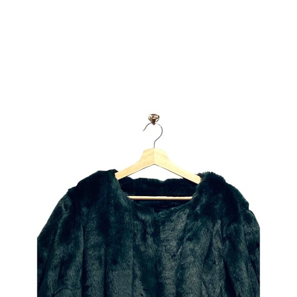 Calvin Klein Faux Fur Cropped Jacket Green Size 1X Glam Maximalist Mobwife Cute - Picture 8 of 16